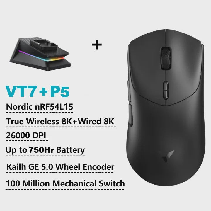 Rapoo VT7 MAX Draadloze Gaming Muis: 8K Polling Rate, Ultralicht & 750u Batterij