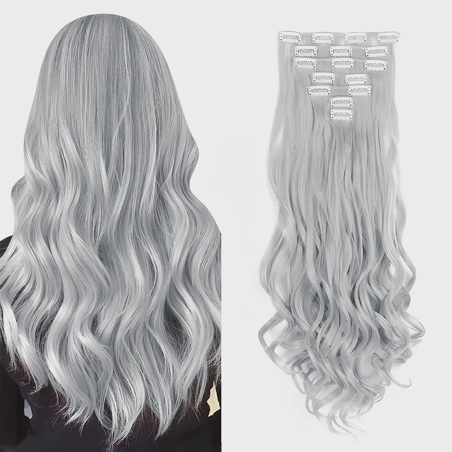 Clip-in Haarverlenging 7 Delig - 55cm Lang Krullend Synthetisch Haar