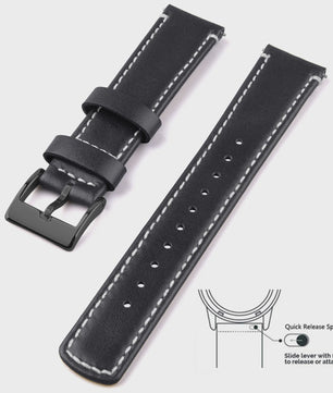 Top Grain Echt Lederen Horlogeband - 20mm/22mm Quick Release - Voor Heren, Dames & Samsung Galaxy Watch