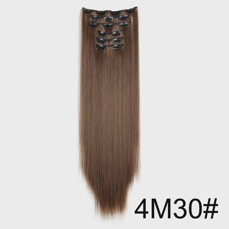 Synthetische Clip-in Haarverlengingen 24 Inch - Lang Steil, Hittebestendig, Diverse Kleuren