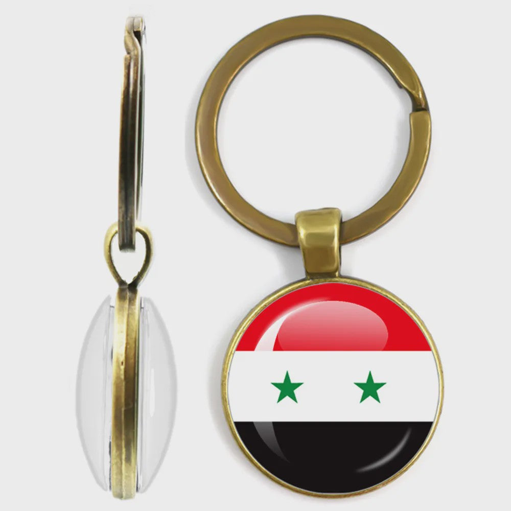 Soviet Union,Brazil,Canada,Netherlands,Israel,Syria,Venezuela,United States,Spain National Flag Series Double-Sided Keychain