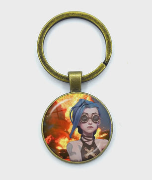 League of Legends Jinx Anime Glazen Hanger Sleutelhanger - Uniek Cadeau voor Fans