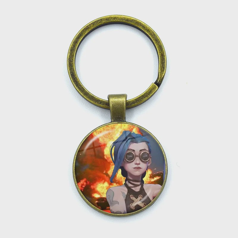 League of Legends Jinx Anime Glazen Hanger Sleutelhanger - Uniek Cadeau voor Fans