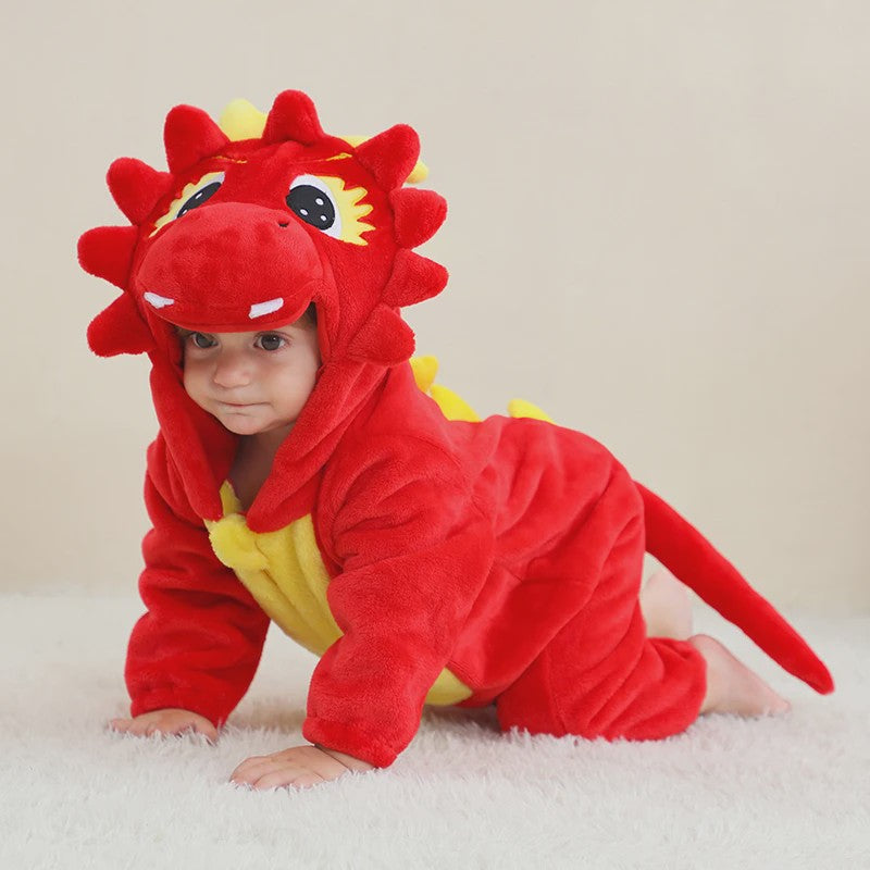 Baby Romper Dierenkostuum Kigurumi - Zacht Flanellen Jumpsuit voor Jongens & Meisjes