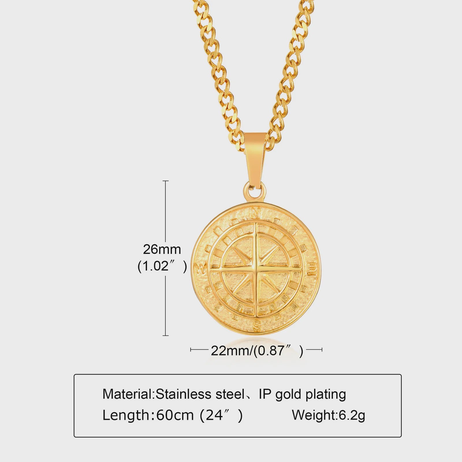 Stijlvolle Gouden Heren Ketting met Kruis Hanger - Roestvrij Staal, Vintage Mode Sieraden