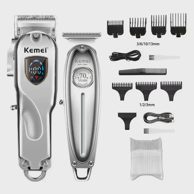 Kemei Professionele Metalen Trimmer KM-TX1/KM-2010/KM-1949 - Oplaadbaar met LED Display