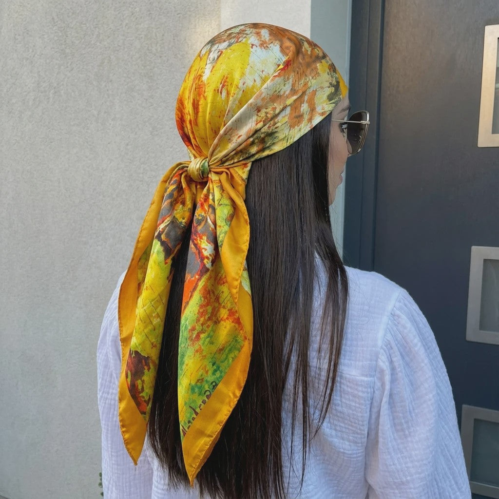 Luxe Zijden Vierkante Sjaal 90x90cm - Stijlvol Foulard voor Dames