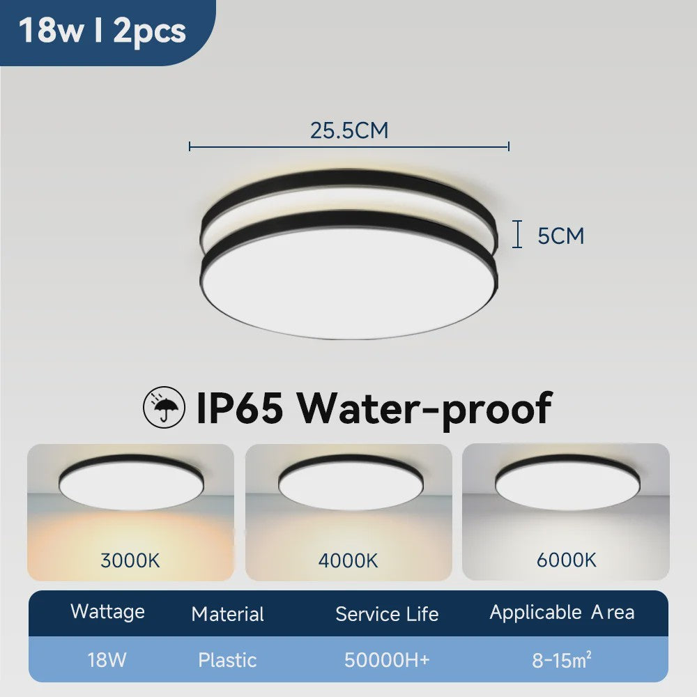 Waterdichte LED Plafondlamp Rond - 18W/30W/40W - IP44 - Keuken, Badkamer, Woonkamer
