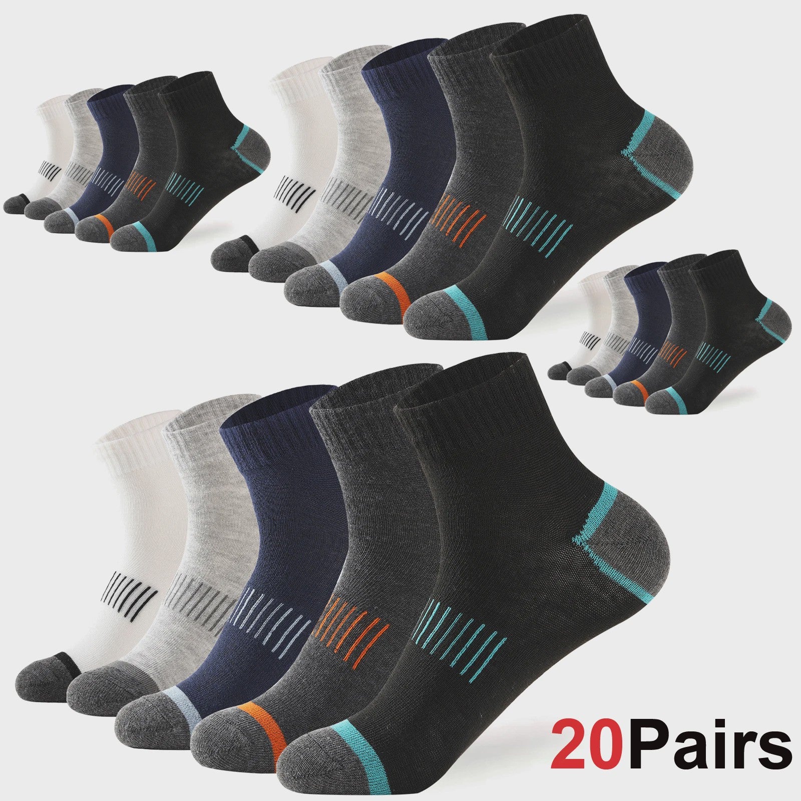 20 Paar Heren Katoenen Sokken - Comfortabel & Ademend - Maat 38-45 - Zwart