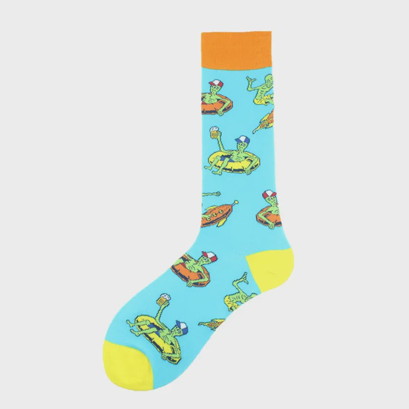Unisex Happy Socks met Vrolijke Ontwerpen: Dinosaurus, Alien, Haai & Meer
