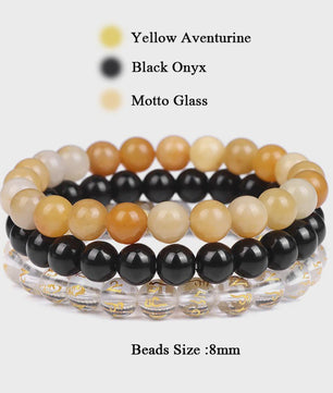 Set van 3 Natuursteen Armbanden: Rozenkwarts, Obsidiaan & Tijgeroog