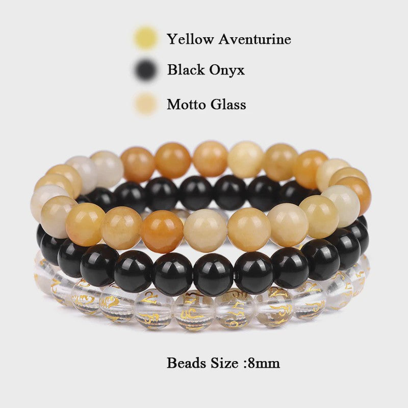 Set van 3 Natuursteen Armbanden: Rozenkwarts, Obsidiaan & Tijgeroog
