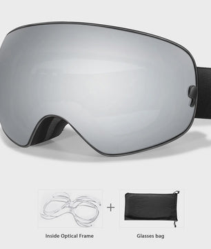 Ski Bril Heren Dames Tieners - UV400 Anti-Condens, Inclusief Optisch Frame & Tas