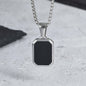 Stijlvolle RVS Hanger met Zwart Emaille - Geometric Dog Tag Ketting voor Mannen