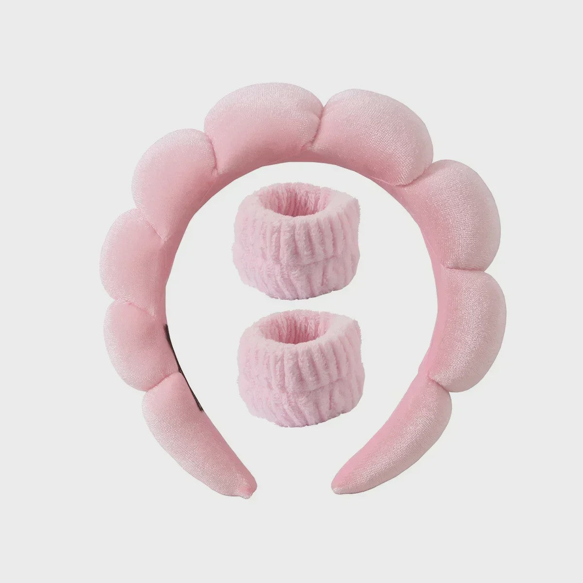 Cosmetische Puffy Hoofdband en Polsbandjes Set - Microfiber voor Gezichtswas & Make-up
