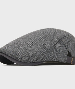 Vintage Heren Oktagonale Pet - Stijlvolle Visgraat & Streep Casual Hoed voor Dagelijks Gebruik