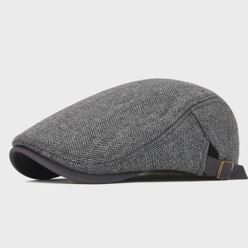 Vintage Heren Oktagonale Pet - Stijlvolle Visgraat & Streep Casual Hoed voor Dagelijks Gebruik