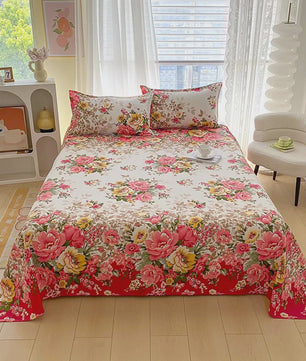 Rood Bloemenprint Top Sheet - Diverse Maten - 150x200 cm