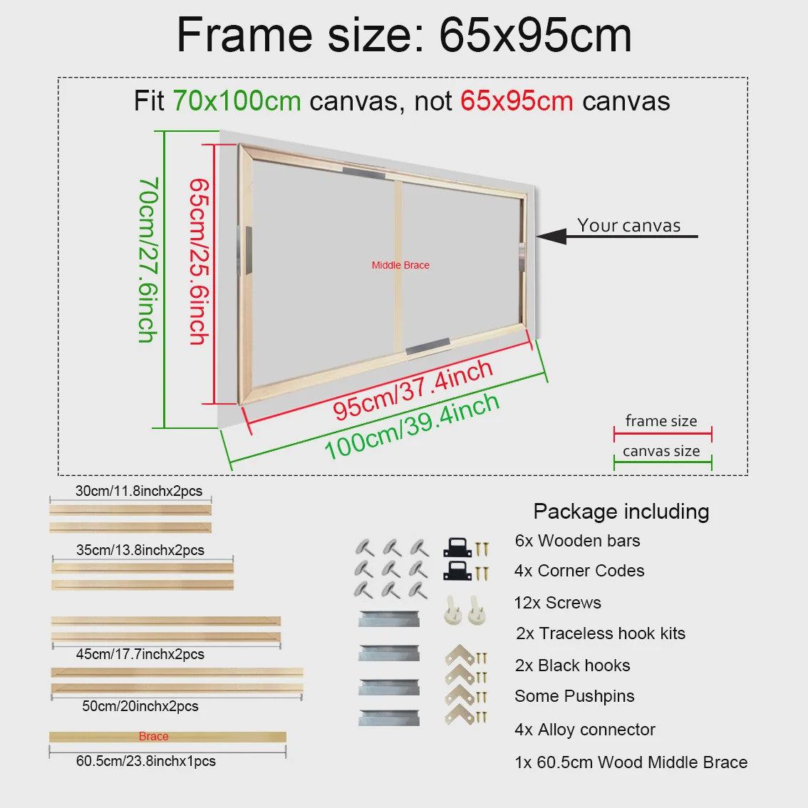 Houten Canvas Frame 35x55cm & 40x60cm - Perfect voor Schilderen & Posters