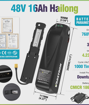 Varstrom E-bike Batterij 36V/48V/52V - Krachtige Lithium Accu met 40A BMS & Lange Levensduur