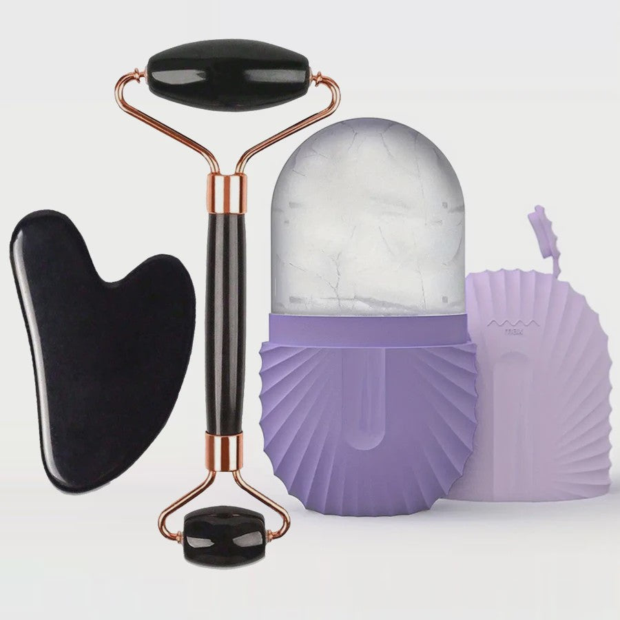 Gezichtsroller & IJsroller Set: Luxe Huidverzorging met Gua Sha Tool