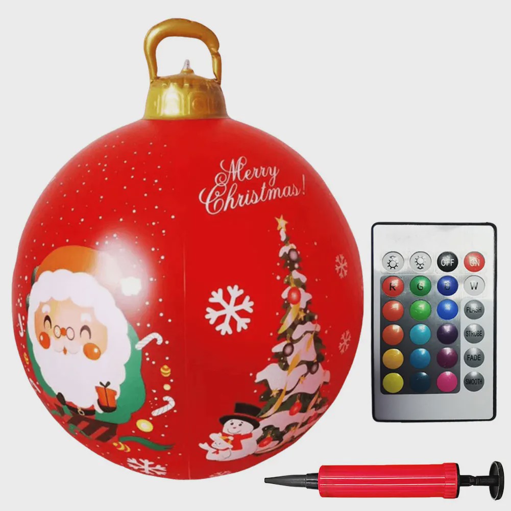 24 Inch Opblaasbare Kerstbal met LED Verlichting - XL Tuindecoratie