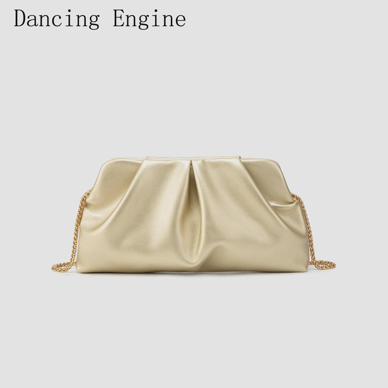Luxe Plissé Avondtas met Gouden Ketting - Clutch & Schoudertas voor Feestelijke Gelegenheden