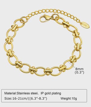 Gouden Roestvrij Staal Chunky Schakelarmband voor Dames - Waterdicht & Verstelbaar