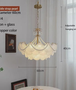 Moderne Koperen Plafondlamp met Schelp Glas en LED - Stijlvolle Hanglamp voor Woonkamer, Eetkamer & Slaapkamer