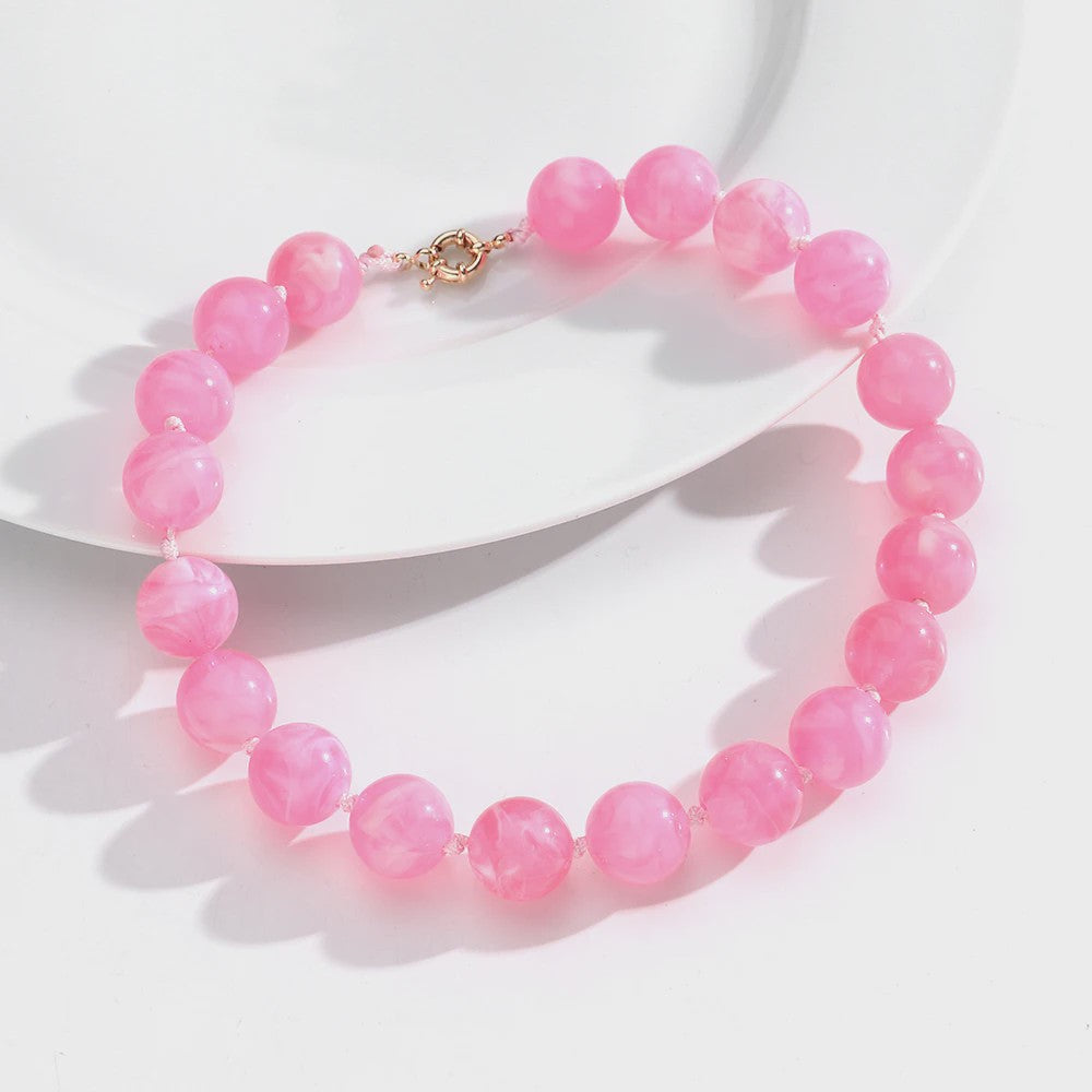 Trendy Multicolor Statement Ketting met Grote Ronde Kralen - Handgemaakt