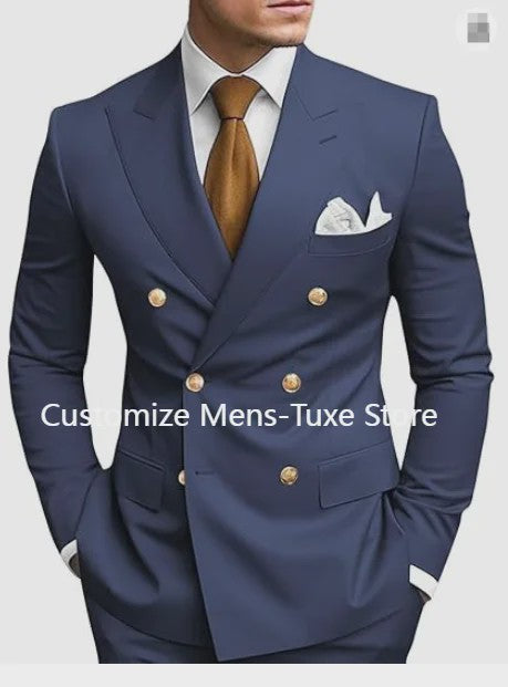 Luxe Bruin Herenpak - Double Breasted, Peak Lapel, Slim Fit Blazer & Pantalon
