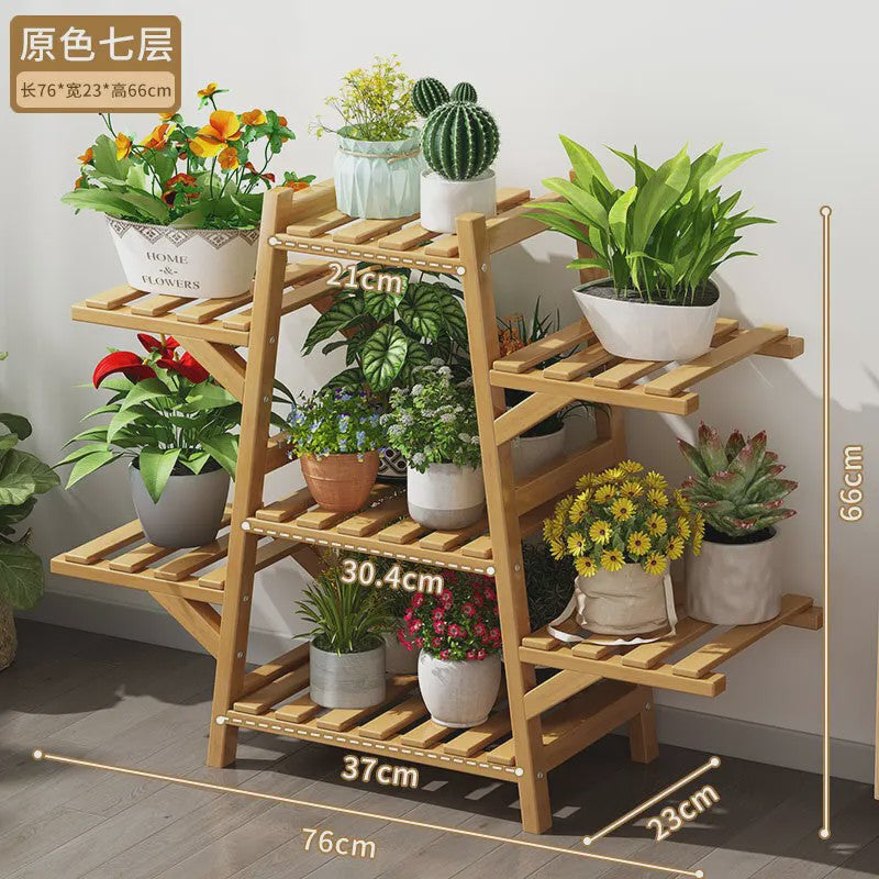 Houten Bloemenstandaard Multi-laags Balkon Plantenrek Woonkamer