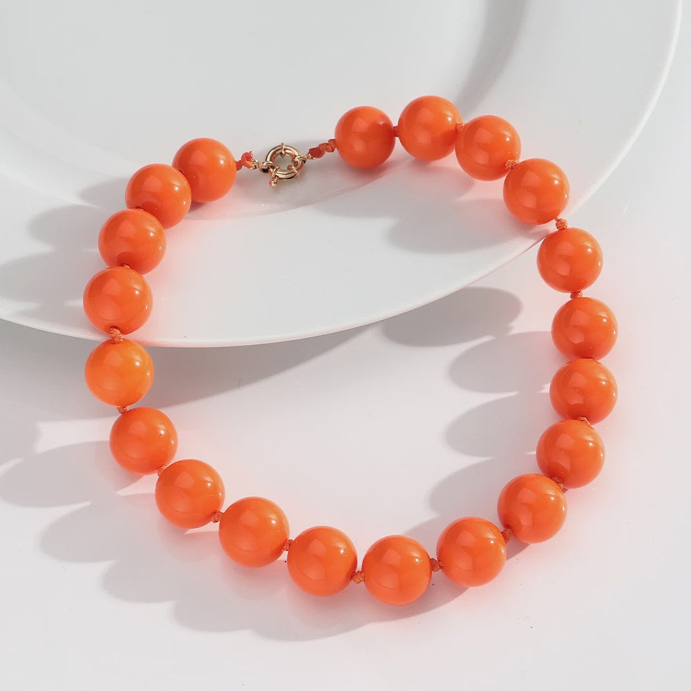 Handgemaakte Retro Acryl Ketting met Grote Kleurrijke Kralen - Statement Choker