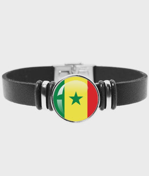 Leren Armband met Vlag van [Land] - Stijlvolle Bangle voor Dames en Heren