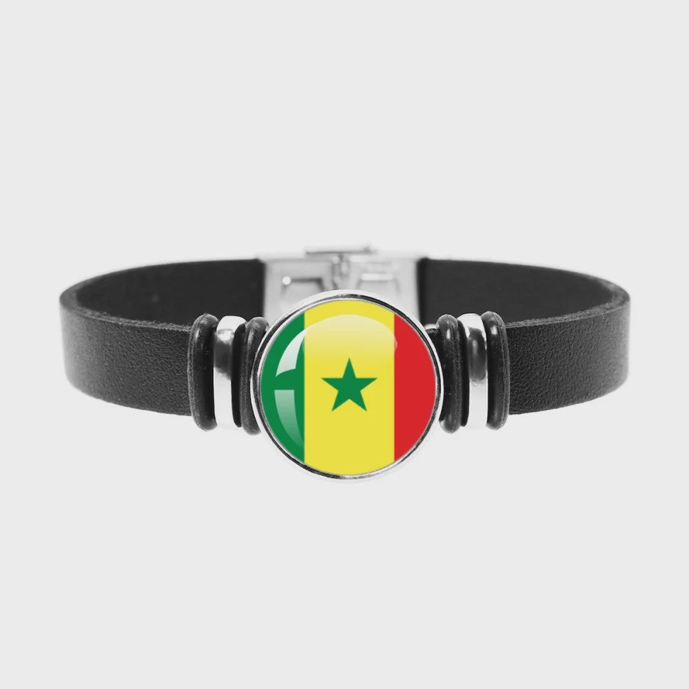 Leren Armband met Vlag van [Land] - Stijlvolle Bangle voor Dames en Heren
