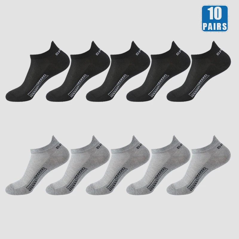 5/10 Paar Katoenen Sneakersokken Heren & Dames - Ademend Mesh & Comfortabel