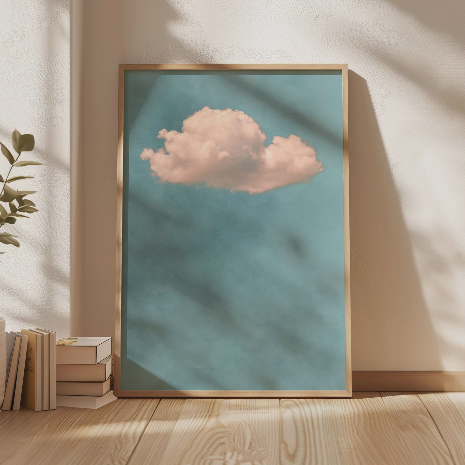 Abstracte Blauwe Wolken Poster - Minimalistische Canvas Muurkunst voor Moderne Woonkamer