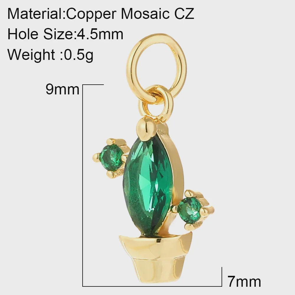 Gouden Bedeltjes voor Sieraden Maken: Cactus, Kers, Paddenstoel, Bloem & Fruit