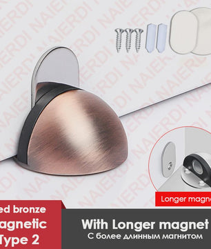 RVS Deurstopper met Sticker & Schroef - Zonder Boren, Magnetisch of Normaal