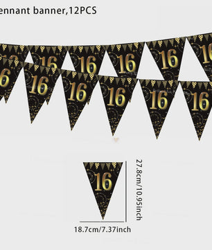 Black Gold Verjaardag Banner - Slingers voor 30, 40, 50, 60 Jaar Feestdecoratie