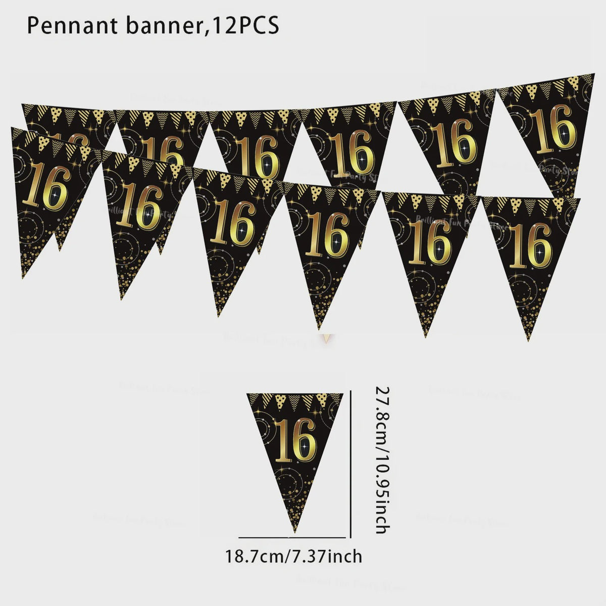 Black Gold Verjaardag Banner - Slingers voor 30, 40, 50, 60 Jaar Feestdecoratie