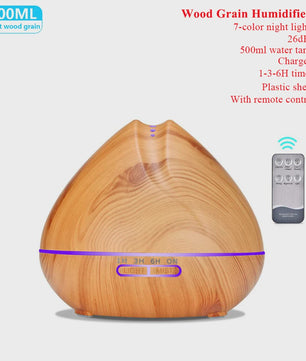 Aroma Diffuser met Houtnerf Design, 7 Kleuren LED en Afstandsbediening