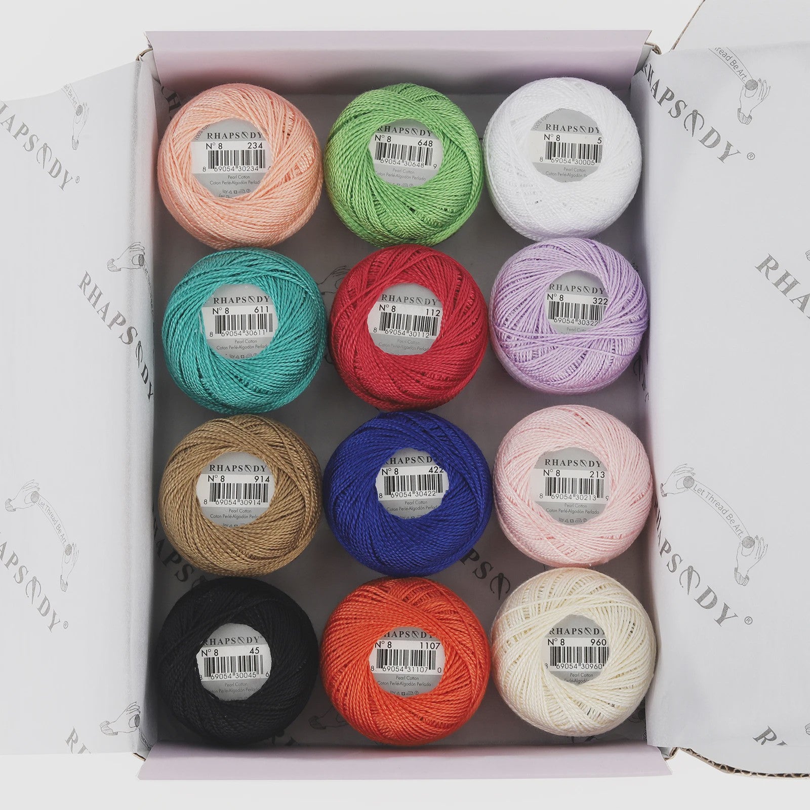 Rhapsody Pearl Cotton Haakgaren Maat 8 - Egyptisch Katoen, Dubbel Gemerceriseerd