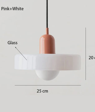 Nordic Bauhaus Hanglamp - Retro Glas & Kleurrijke Kap voor Woonkamer, Eetkamer, Bar