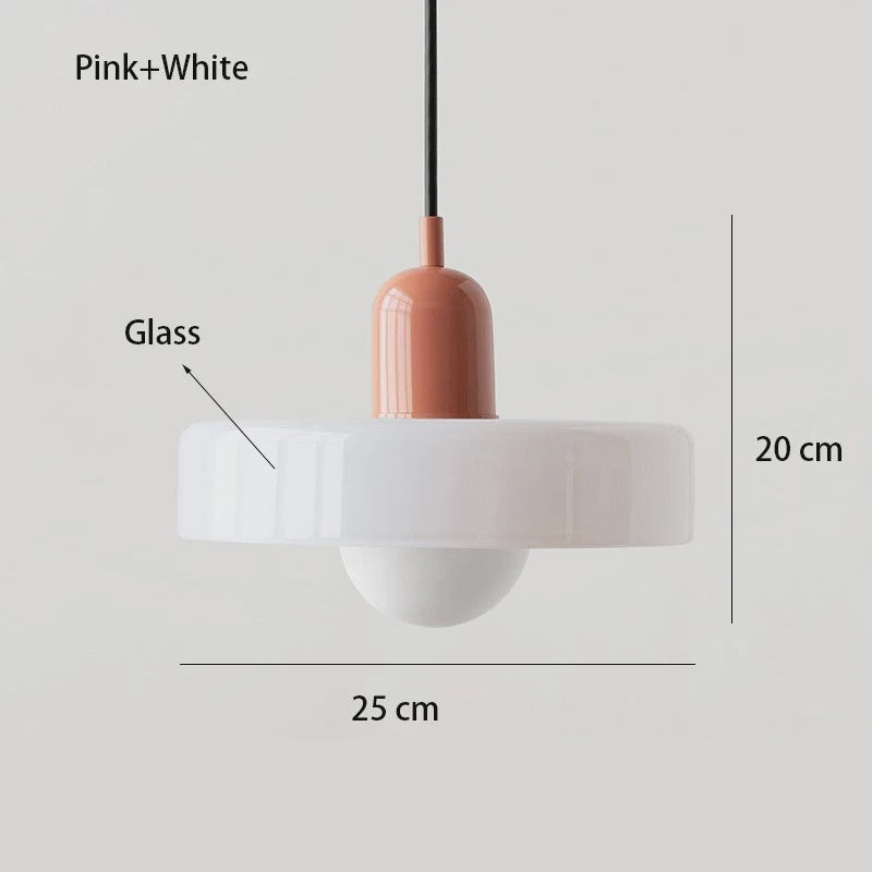 Nordic Bauhaus Hanglamp - Retro Glas & Kleurrijke Kap voor Woonkamer, Eetkamer, Bar