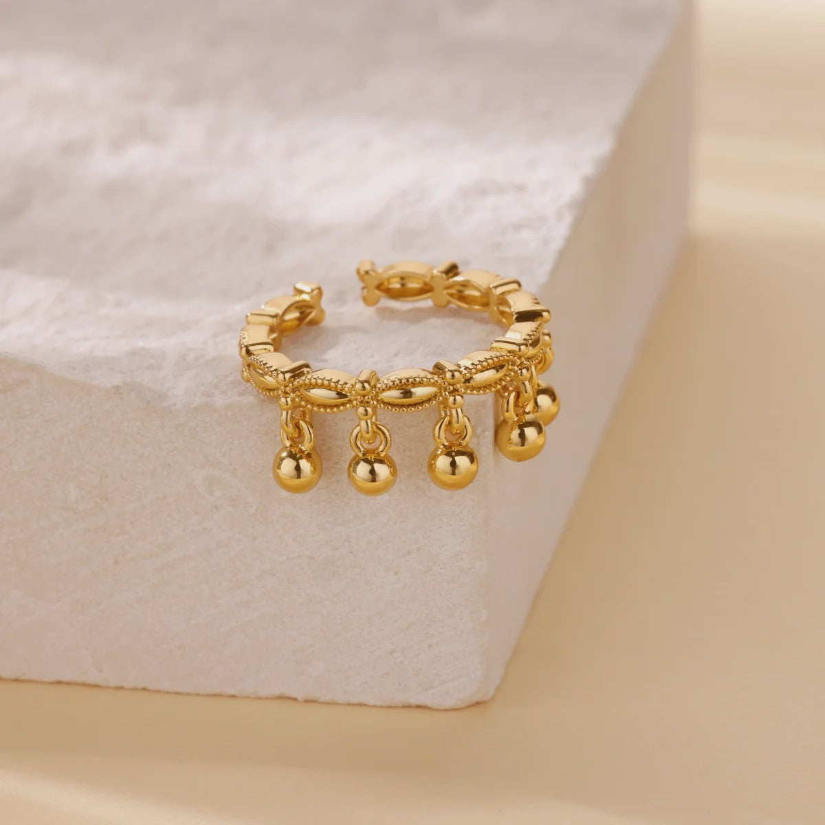 Gouden Ringen Dames - Roestvrij Staal Chunky Open Ringen Vintage Geometrisch Design
