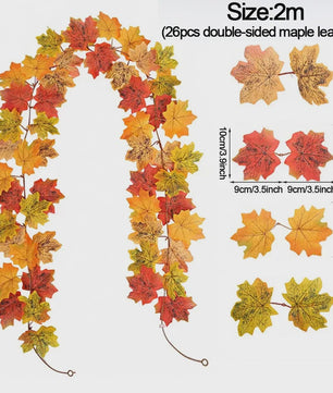 Herfst Slinger met Maple Bladeren - Kunstblad Slinger voor Thanksgiving, Halloween & Feestdecoratie
