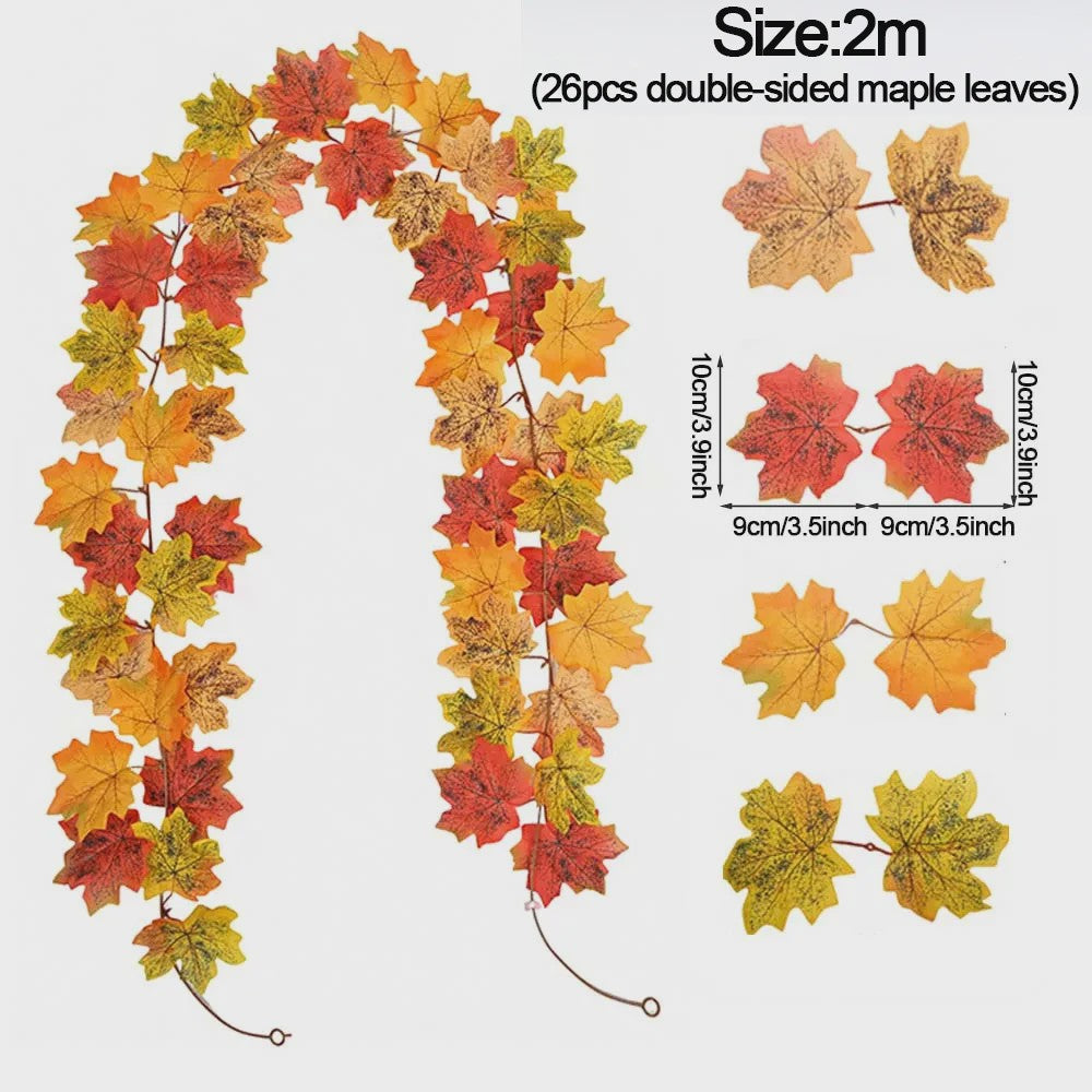 Herfst Slinger met Maple Bladeren - Kunstblad Slinger voor Thanksgiving, Halloween & Feestdecoratie