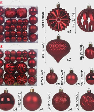 48x Kerstballen Set 4/6/8cm - Diverse Vormen & Afwerkingen - Decoratie Hangertjes