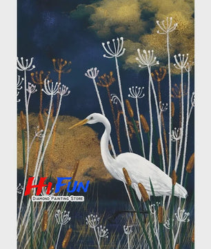 Diamond Painting Ooievaar Kustvogel - Volledige Ronde Diamanten Borduurkit voor Muurkunst